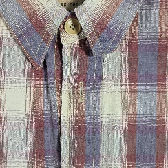 Rare Vintage LEVI’S SilverTab Elements Checkered Plaid Wax Thick Button Shirt 90 - Picture 3 of 14